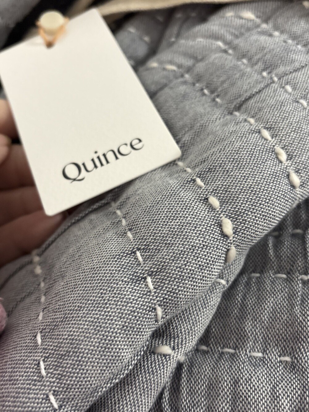 Quince Organic Cotton Channel Coverlet Blue King / Cal K Brand New